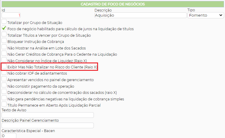 Figura 2 - Configuração Risco Total